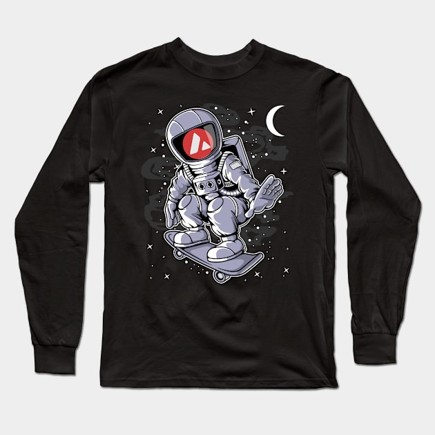 Astronaut Skate Avalanche AVAX Coin To The Moon Crypto Token Cryptocurrency Blockchain Wallet Birthday Gift For Men Women Kids Long Sleeve T-Shirt by Thingking About